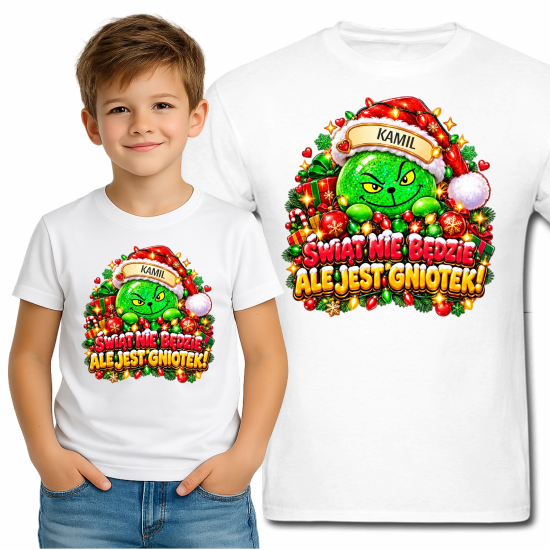 Koszulka GNIOTEK GRINCH ŚWIĄT NIE BĘDZIE squishy personalizowana Z NAPISEM imieniem MG64